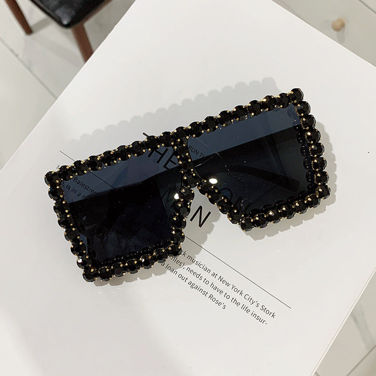 Cool Big Square Sunglasses With Diamonds
