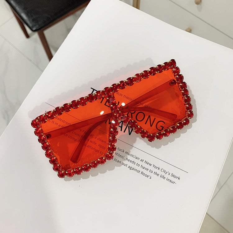 Cool Big Square Sunglasses With Diamonds