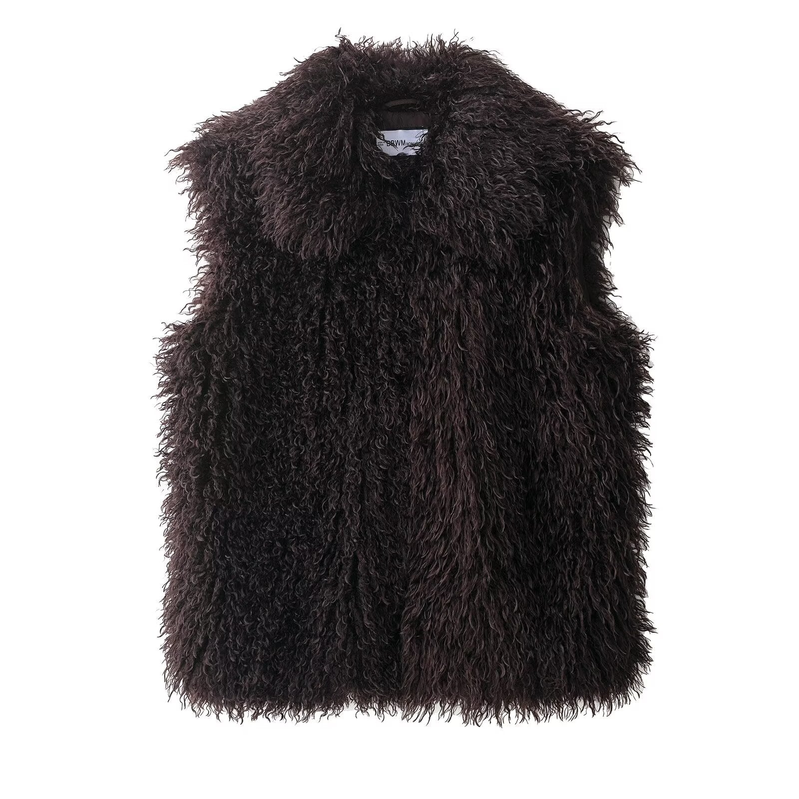 Autumn faux fur effect vest for women's clothing