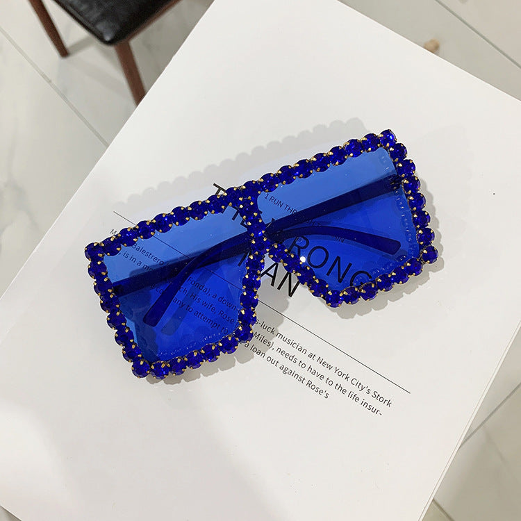 Cool Big Square Sunglasses With Diamonds