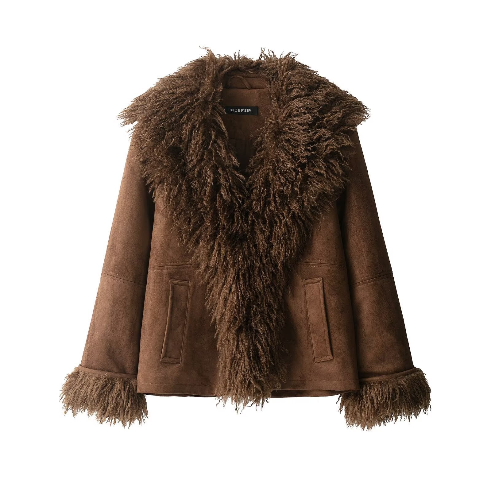 Women's outerwear with faux fur effect jacket