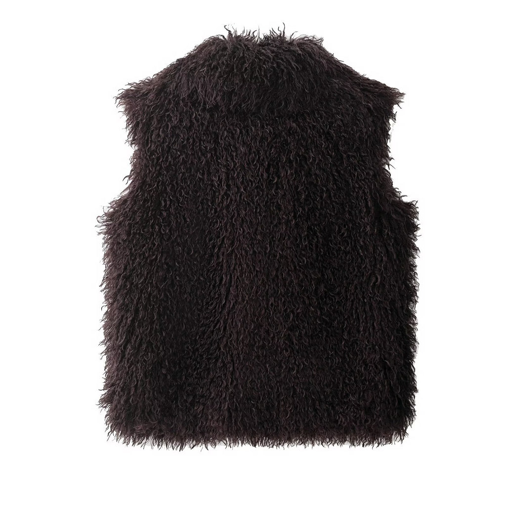 Autumn faux fur effect vest for women's clothing