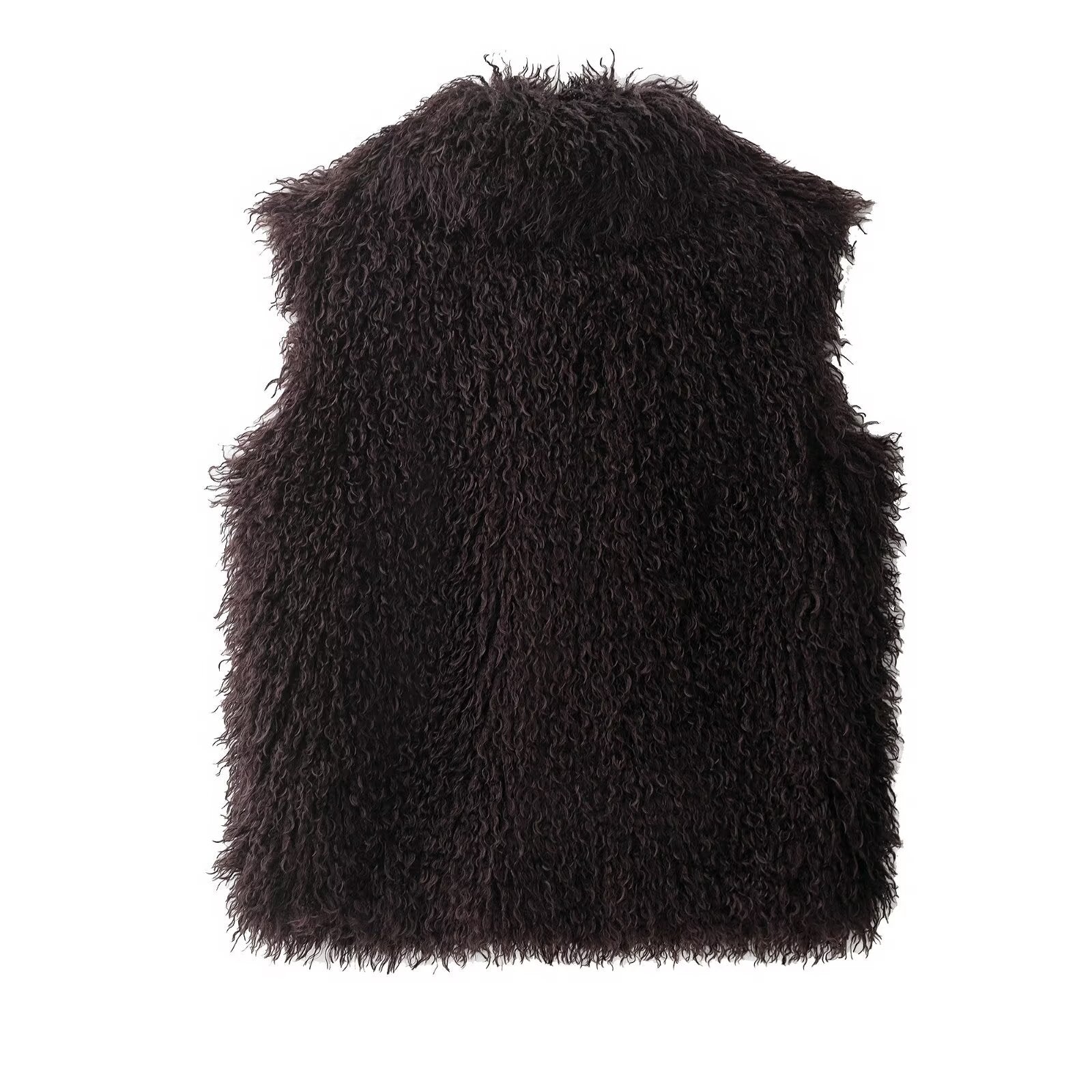 Autumn faux fur effect vest for women's clothing