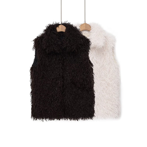 Autumn faux fur effect vest for women's clothing